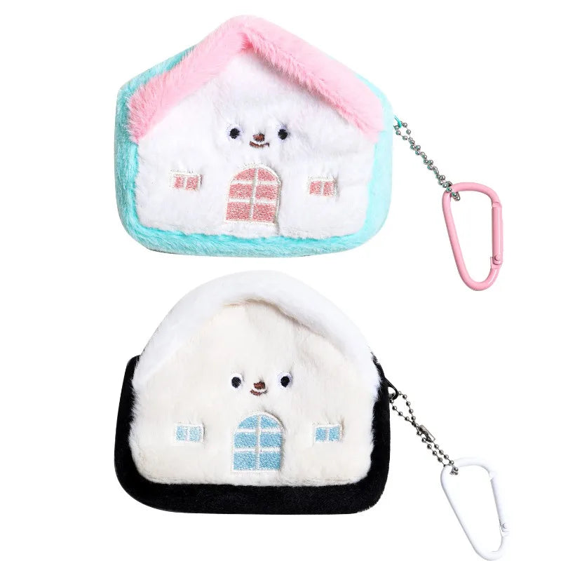 1pc Creative Small House Zero Wallet Headphones Data Cable Storage Bag Portable Sanitary Cotton Bag Girls' Backpack Pendant Quake