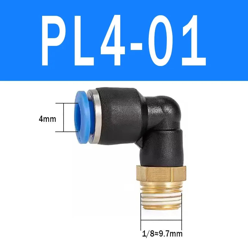 2Pcs PL Pneumatic Quick Connector Threaded Elbow PL6-01/8-02/8-04/10-02/12-03 Hose Air Fitting Quake PL4-01 2pcs WHITE