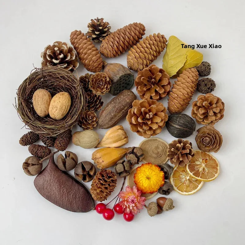 Dried Flowers Fruits & Pinecones Small Pet Supplies Decor - Natural Handmade Ornaments for Hamster Rabbit Cage, Home Decoration Quake