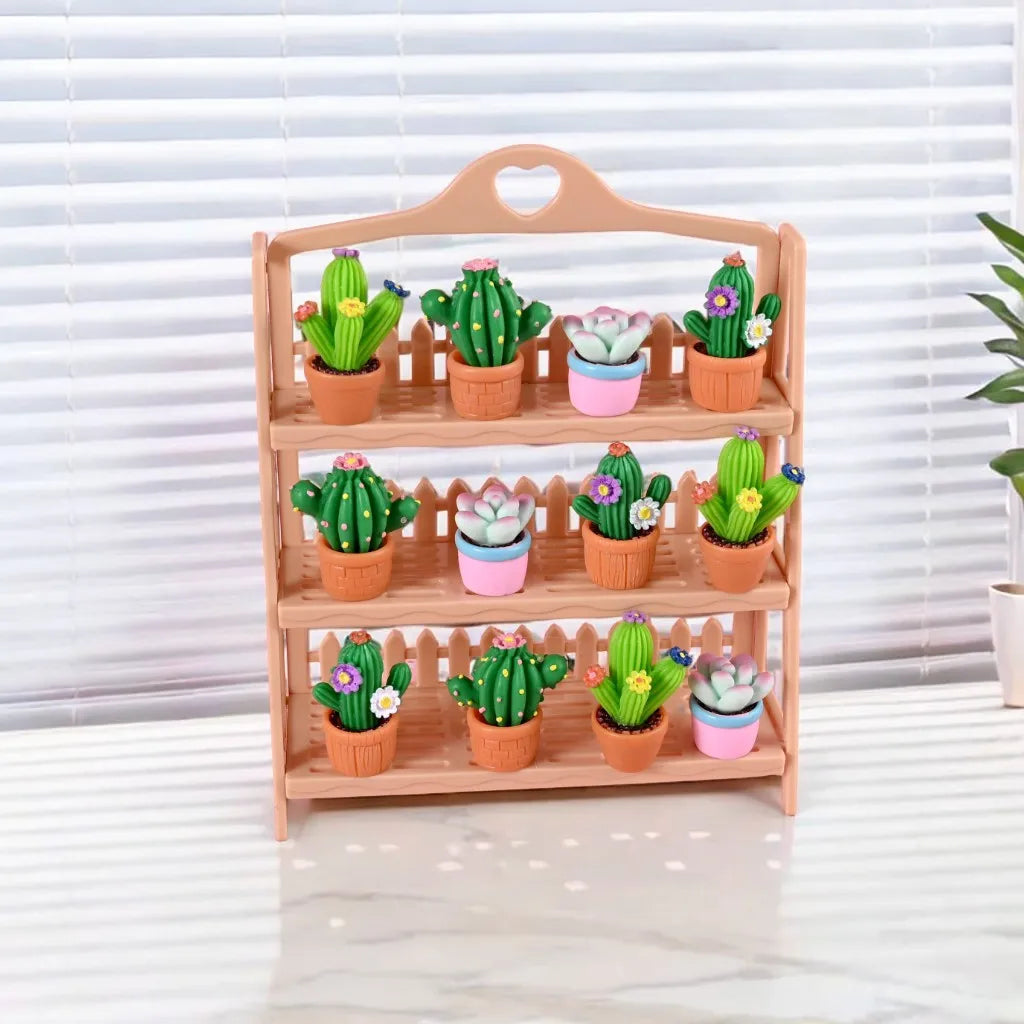 20Pcs Resin Cabochon Plants Potted Cactus Miniature Figurines DIY Dollhouse Desk Home Decoration Fairy Garden Decor Craft Quake