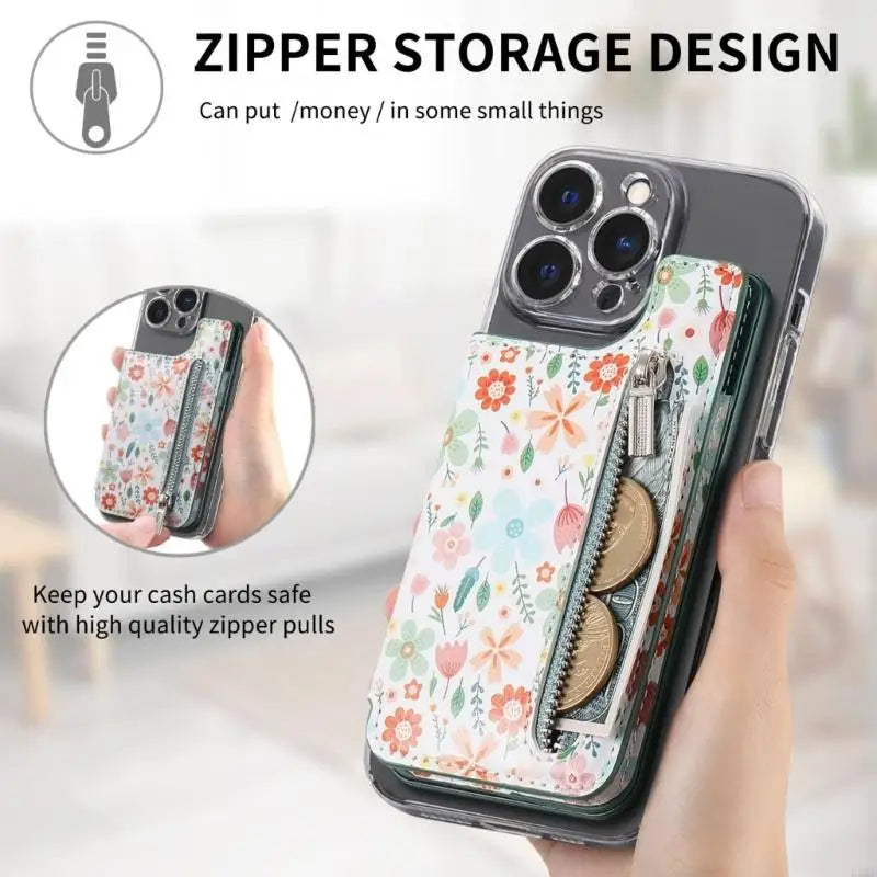 Small Phone Card Wallet with Shielding & Foldable Media Stand Multifunction PU Mobile Card Holder for Convenience K1KF Quake