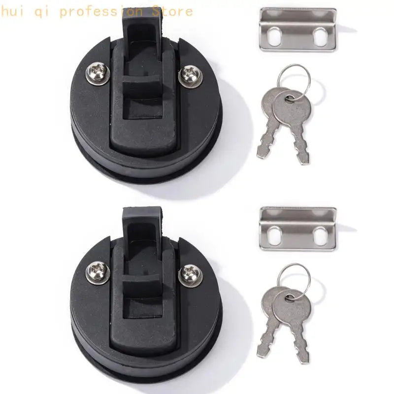 Marine Inspection Panel Lock Set with Flush Pull Handle, Keyed Nylon Deck Access Hardware 2 Pack for Boat Covers H8WE Quake Black CN
