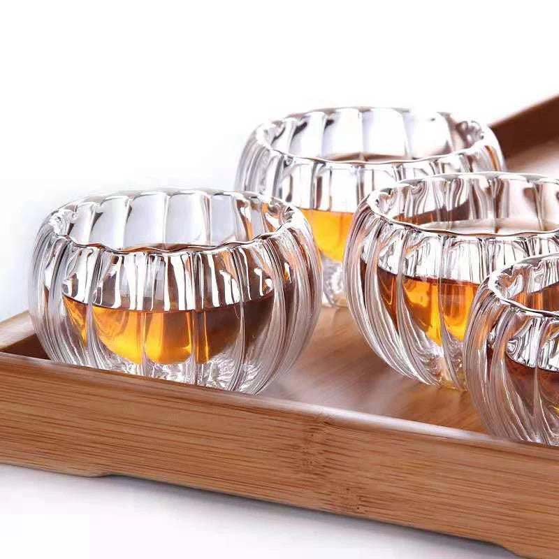 YWDL 50ml Glass Teacups Set Of 4/6pcs Double Walled Insulated Glasses Clear Espresso Coffee Cup Teaware Mug Accessories Quake