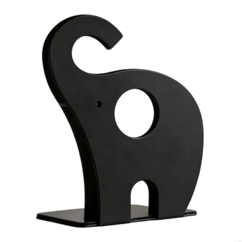 Metal Elephant Bookend for Desk Storage, Decorative Book Support with Smooth Painted Finish for Shelf and Office Files K1KF Quake Black CN