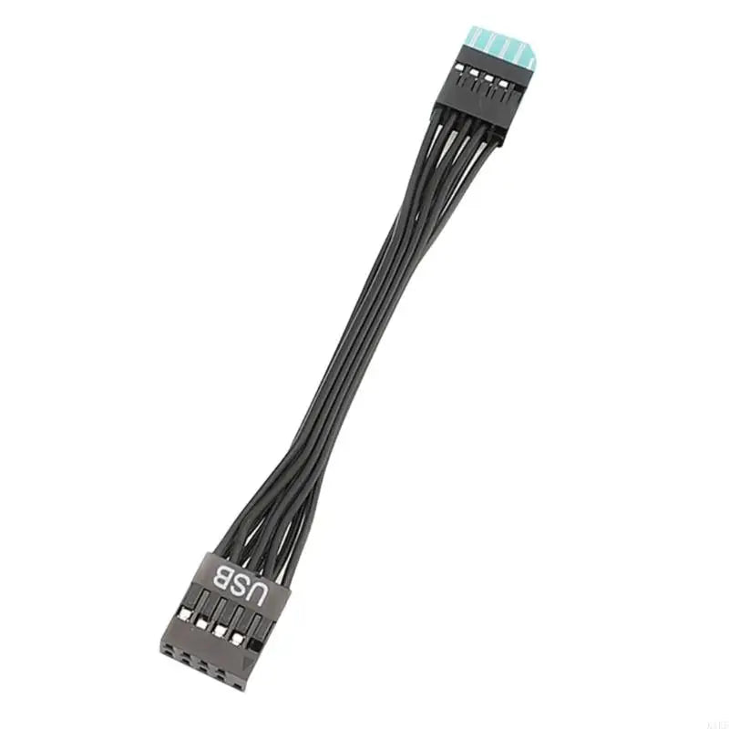 Front Panel USB Header Extension Cable, 10cm Black Ribbon 9-Pin Male to Female Wire for Internal Desktop Case Routing and Header Quake