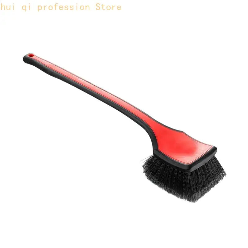 Tire Scrub Brush with Soft Bristles, Extended Handle and Wide Head for Wheel Cleaning, Vehicle Washing and Tire Care H8WE Quake Red CN