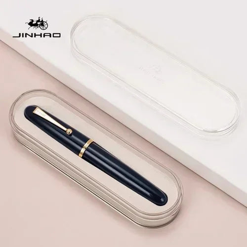 JinHao 9019 Dadao Fountain Pen Acrylic Transparent Spin Pen 40MM Nib Spin Elegante Signature Stationery Ink Pen Quake Dark Blue(NOT BOX) EF (Approx 0.38mm)