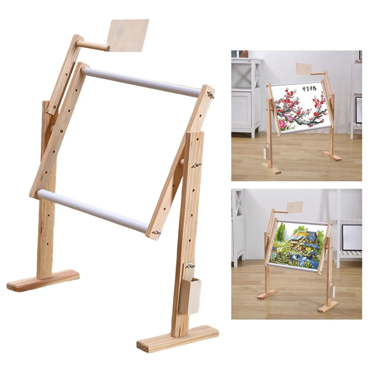 Wooden Cross Stitch Stand Embroidery Lap Stand DIY Craft Adjustable Rotating Quake