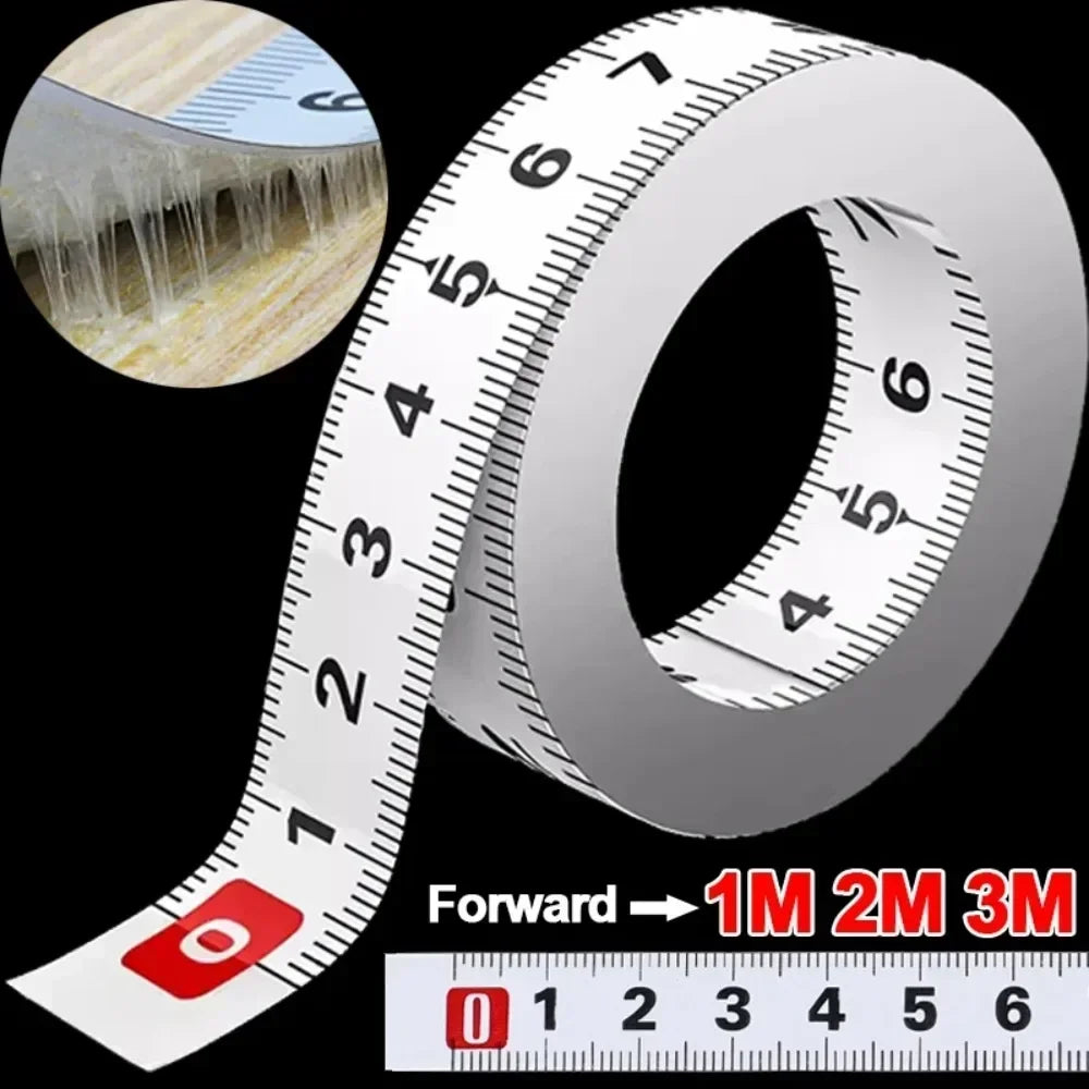 Self-Adhesive Measuring Tape Carbon Steel Workbench Ruler Adhesive Backed Tape Measure Metric Scale Rust-Proof Enduring Ruler Quake 2m