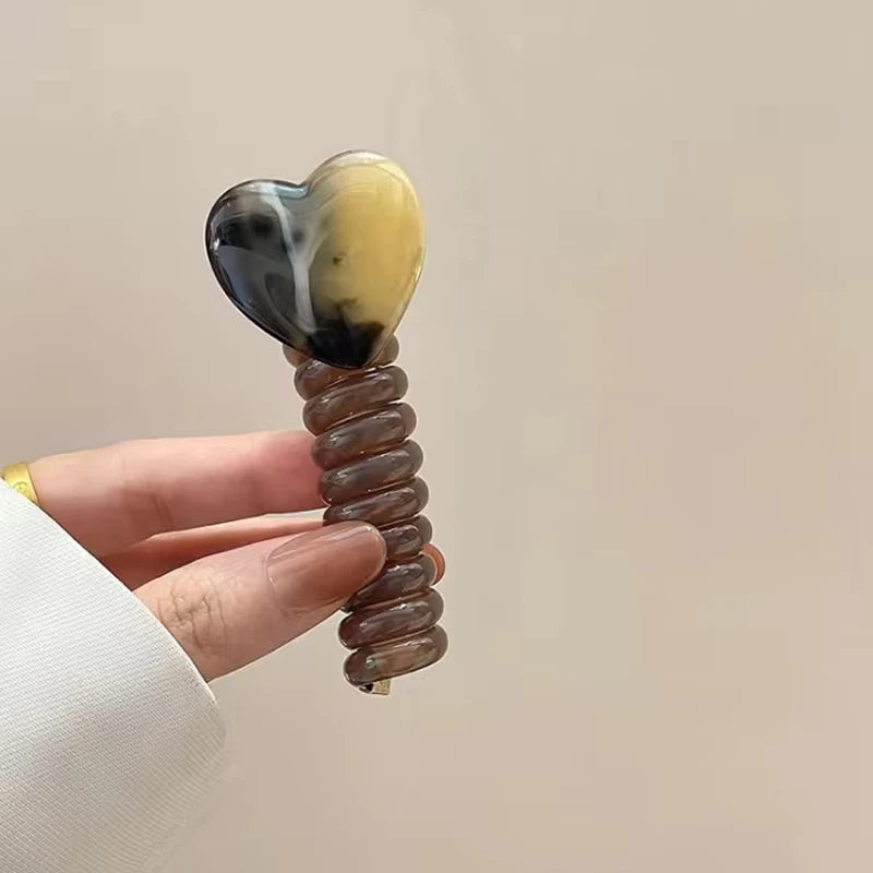 Minimal Telephone Cord Hair Rope for Bubble Braids and Ponytails Practical Women Hair Styling Daily Wear Ornaments Quake grey