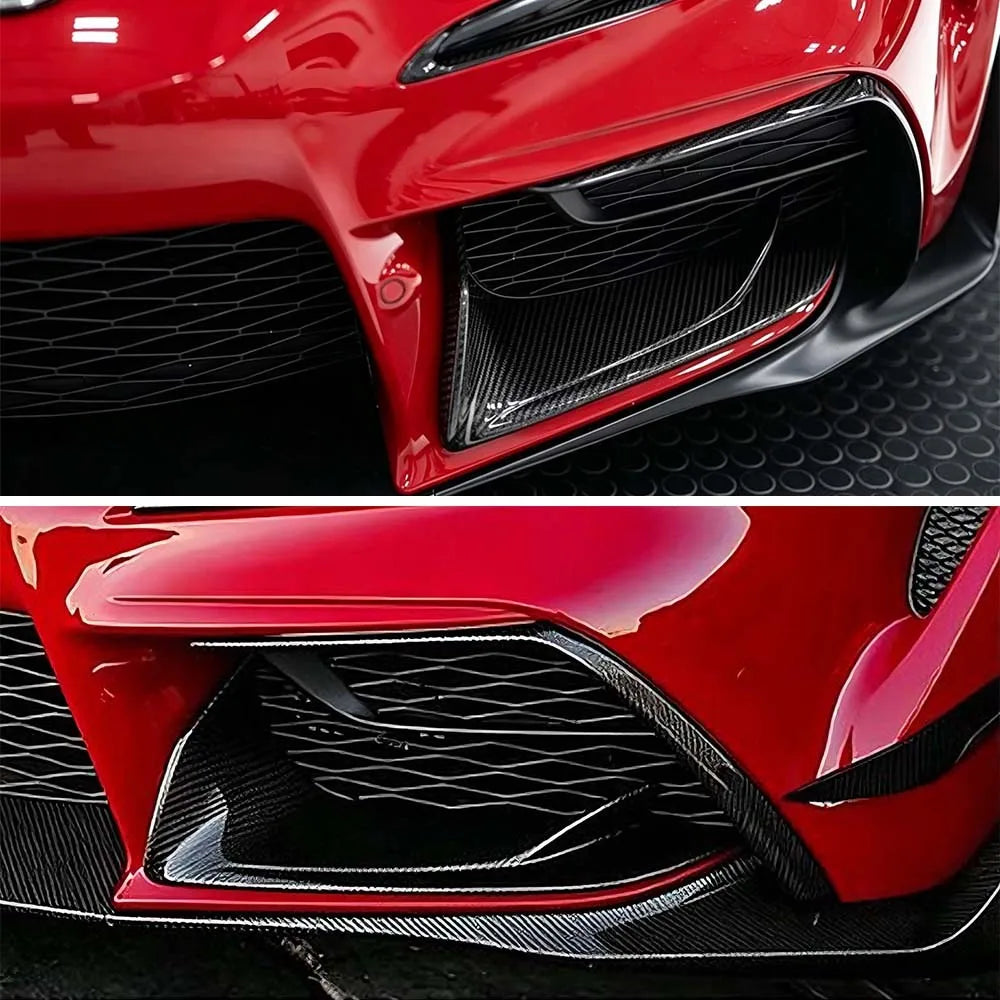 2PCS For Toyota GR Supra A90 A91 MK5 2019-2026 Front Bumper Lower Garnish Cover Trim ABS Carbon Fiber Style Car Accessories Part Quake
