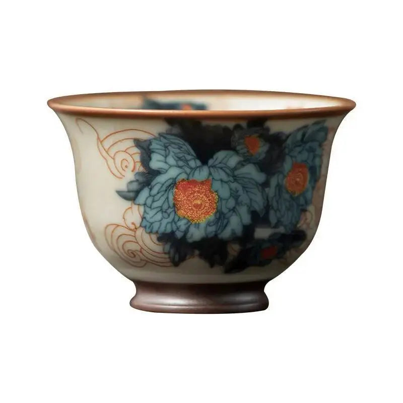 Antique Ru Kiln Teacup Ceramic Reverse Mouth Cup Household Tea Cup Master Cup Quake