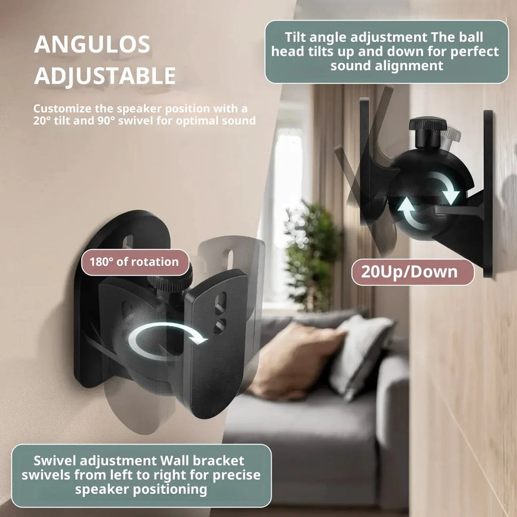 2pcs Adjustable Wall Mount Speaker Brackets,Swivel & Tilt for Sound Positioning for Home Theater,Bookshelf Systems,Boat Speakers Quake
