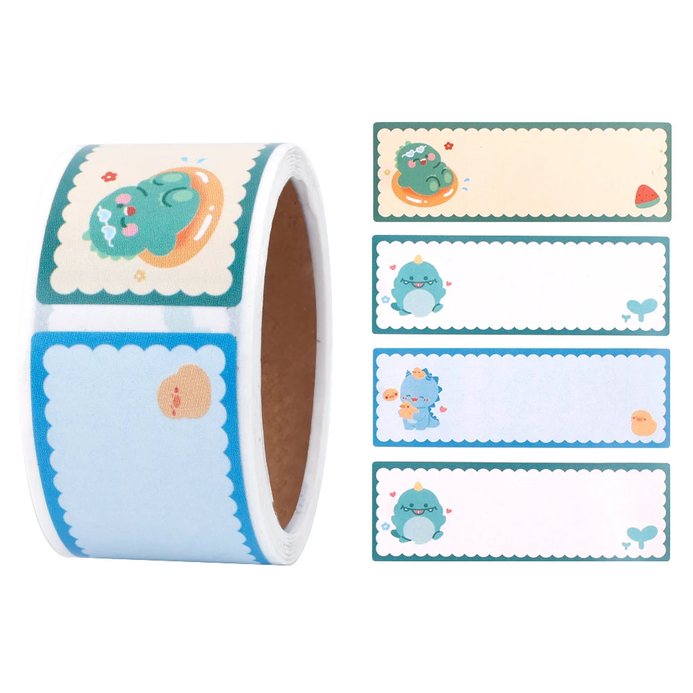 60pcs/roll Cartoon Name Stickers DIY Self-adhesive Handwritten Labels Cute Kindergarten Pupils Book Blank Envelope Seal Sticker Quake 01 60Pcs