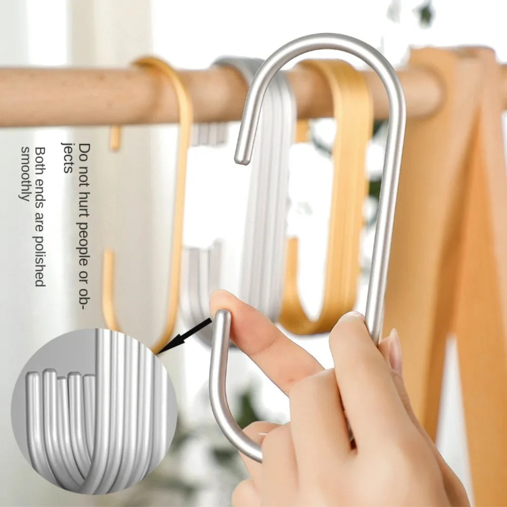 C-Shape Hook 5pcs Hanging Scarf Rack Clothes Bag Hanger Closet Organizer S Shaped Drying Hooks Multifunction Storage Hangers Quake