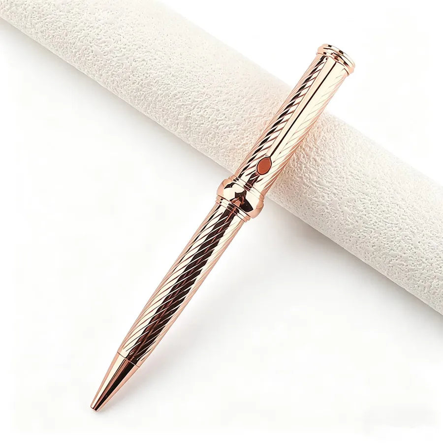Luxury Metal Ballpoint Pen Spiral Texture Business Signature Pen 0.7mm Black Ink Smooth Writing Office School Stationery Gift Quake 3020-4