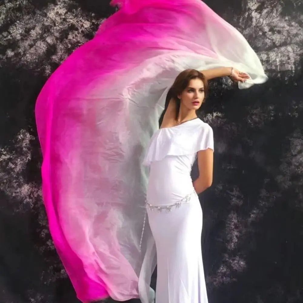 Costumes Accessories 100% Silk Belly Dance Veils Light Texture Gradient Color Veil Shawls 250cmx120cm Latin Belly Dance Shawls Quake