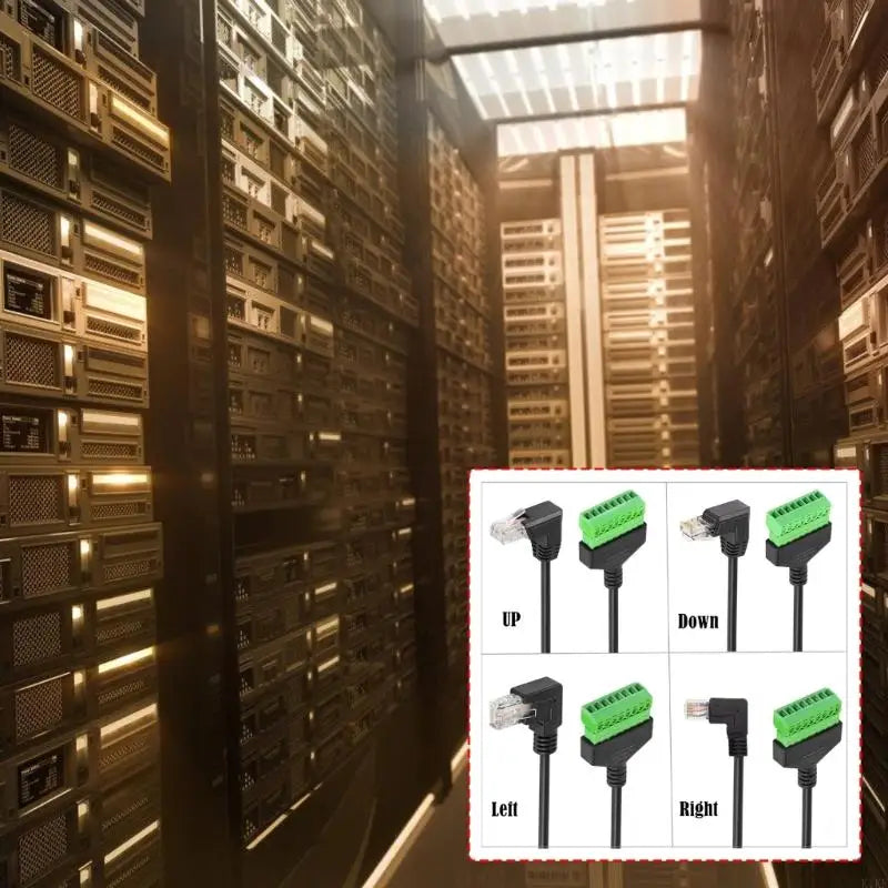Right-Angle RJ45 Connectors Networking Cable to 8Pin Screw Terminal Block, 5.0 Mm Outer Diameter for Cable Routing Use K1KF Quake