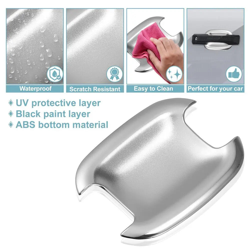 For Ford Bronco Sport 2021 2022 4Pcs Silver ABS Car Exterior Door Handle Bowl Cup Cover Guard Trim Case Accessories Chrome Quake