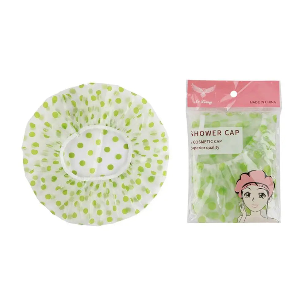 Shower Cap For Women, Elastic And Reusable Hair Bath Caps, Waterproof Bathing Hat Stocking Stuffers For Women Ladies Spa Salon Quake green circle