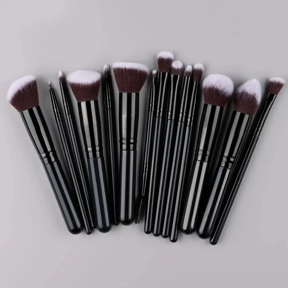 14-16pcs Makeup Brush Set for Women Super Soft Detail Brushes including Blush Foundation Concealer Eyeshadow Beauty Tools Quake AMZ-14BK