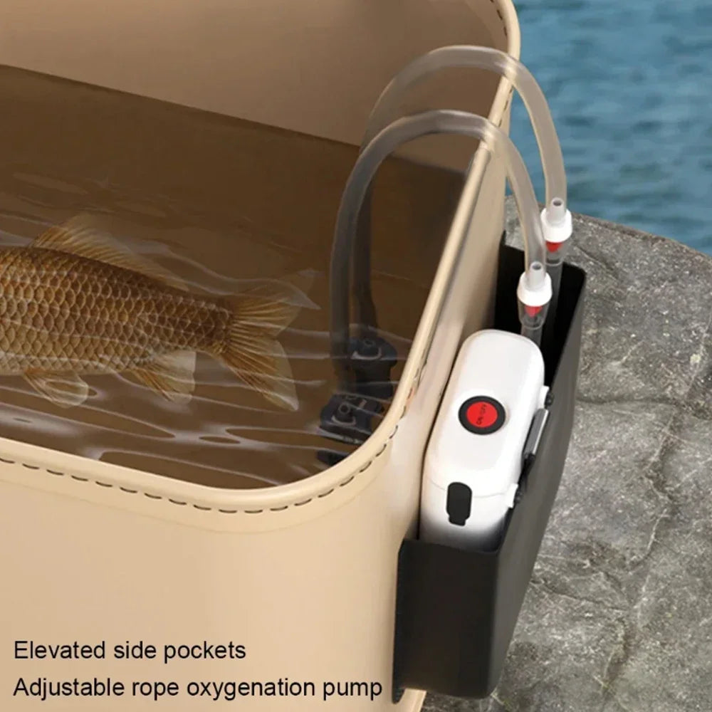 8L/13L Collapsible Handheld Fishing Bucket for Wild Fishing Live Fish Storage Pail with Fish Guard Outdoor Fishing Container Quake