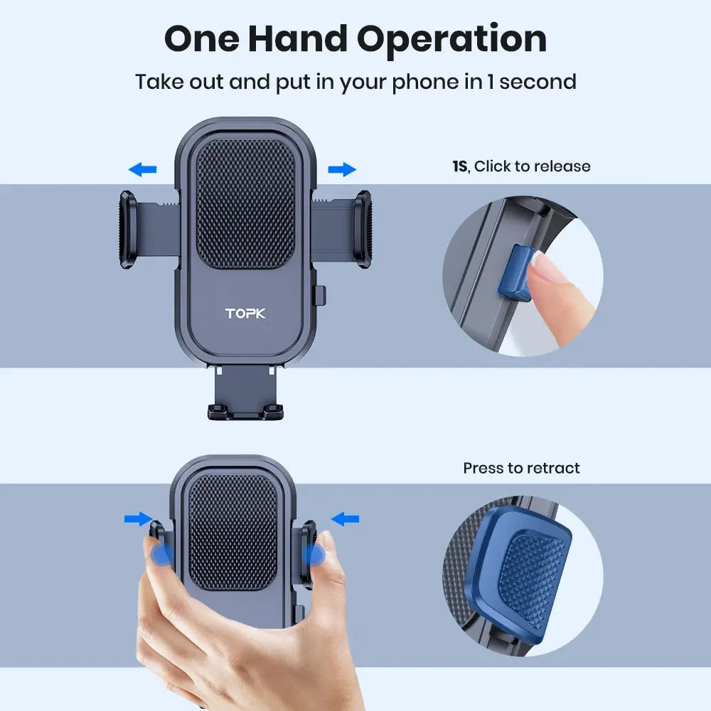 TOPK Car Phone Holder Mount for IPhone[Powerful Suction] Phone Mount for Car Dashboard Car Accessories Automobile for Smartphone Quake