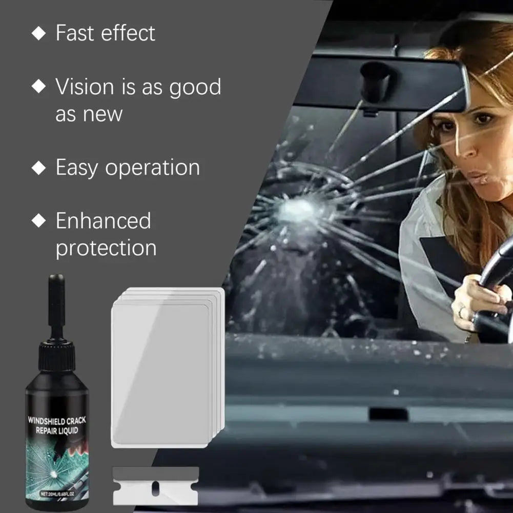 Car Windshield Repair Kit for Cracks Chips UV Glass Repair Fluid Permanent Bonding Prevents Further Spreading DIY Tool Quake