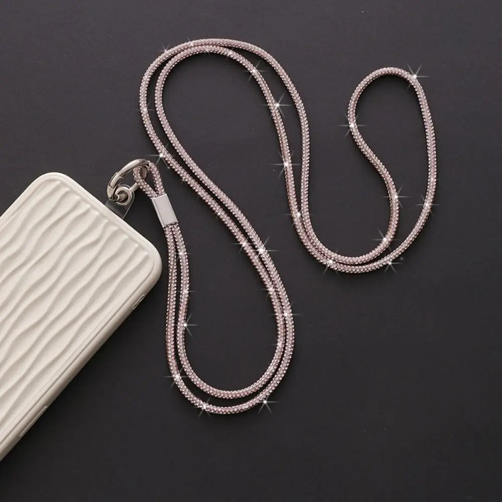 Luxury Rhinestone Phone Lanyard Glitter Crystal Phone Anti-Loss Rope Hanging Ornaments Strap Keychain Bling Bling Hanging Cord Quake purple