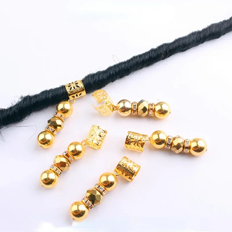 Hair Braided Wig Jewelry Hair Extension Rings Buckle Metal Hollow Out Iron Flower Tube Hair Ring Buckle Headdress Styling Rings Quake 5pcs LQ622-3