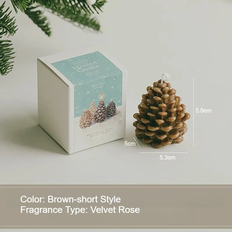 1pc Pinecone Aromatherapy Candle Shaped Decorative Ornament Creative Gift Desktop Prop Decoration Quake Short - A