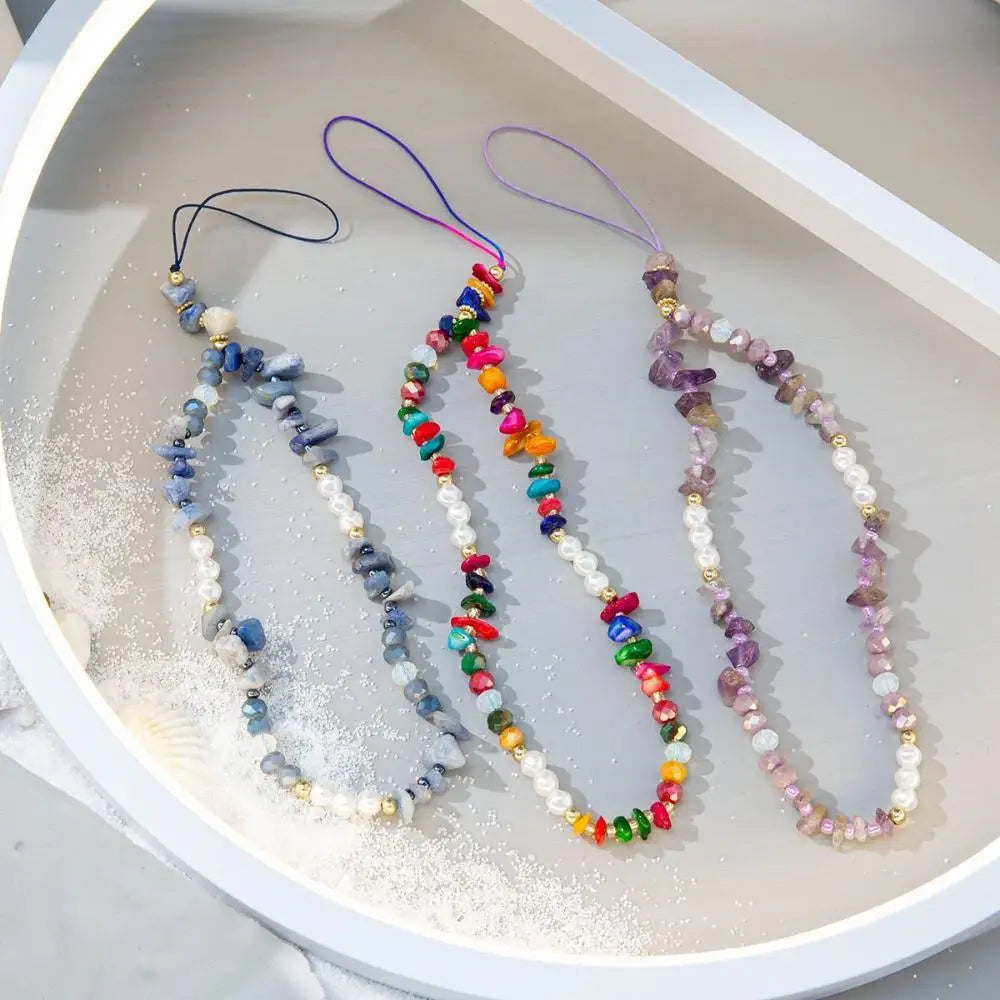 Fashion Jewelry Anti-Lost Beaded Keychain Hanging Cord Cellphone Strap Mobile Phone Chain Lanyard Mobile Phone Lanyard Quake