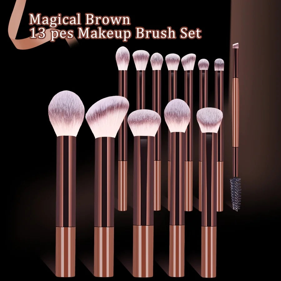 A Set of 15 Makeup Brushes Including Foundation Brush, Highlighter Brush, Blush Brush, Powder Brush, Nose Contour Brush, Eyeshad Quake
