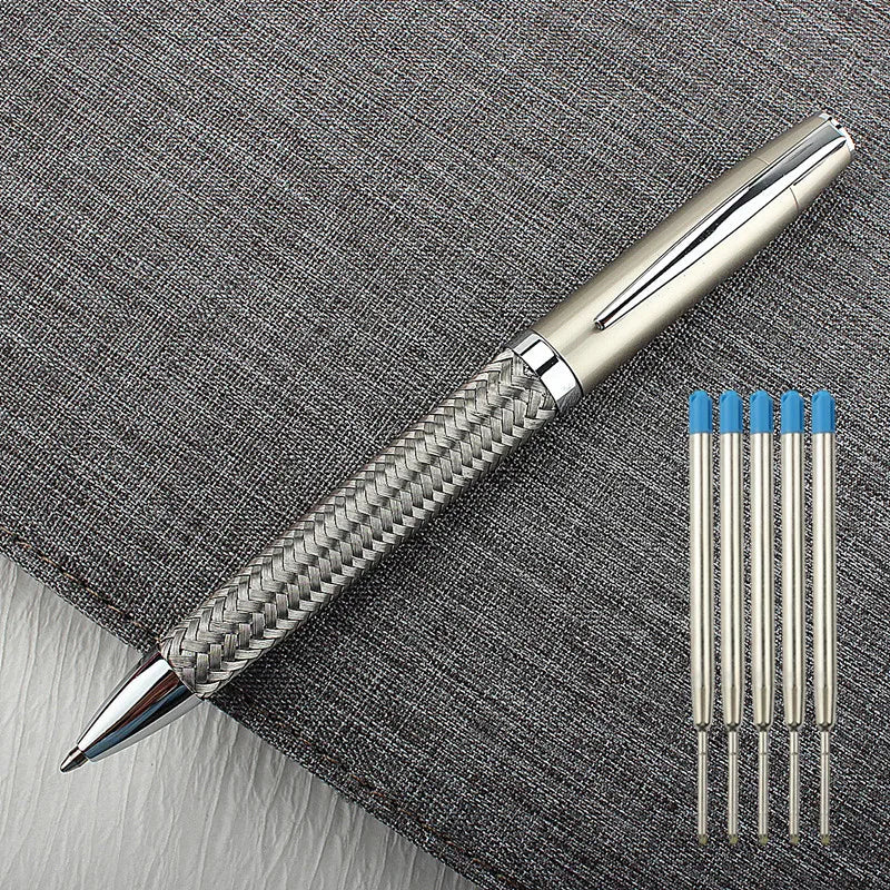 Steel Wire Metal Ballpoint Pen Rotating Pen Portable Ball Point Small Pen Small Oil Exquisite Brief Pens for School Quake