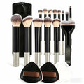 14Pcs Complete Makeup Brush Set Soft Synthetic Hair Foundation Blush Loose Powder Concealer Contour Blending Brushes Portable Tr Quake Black