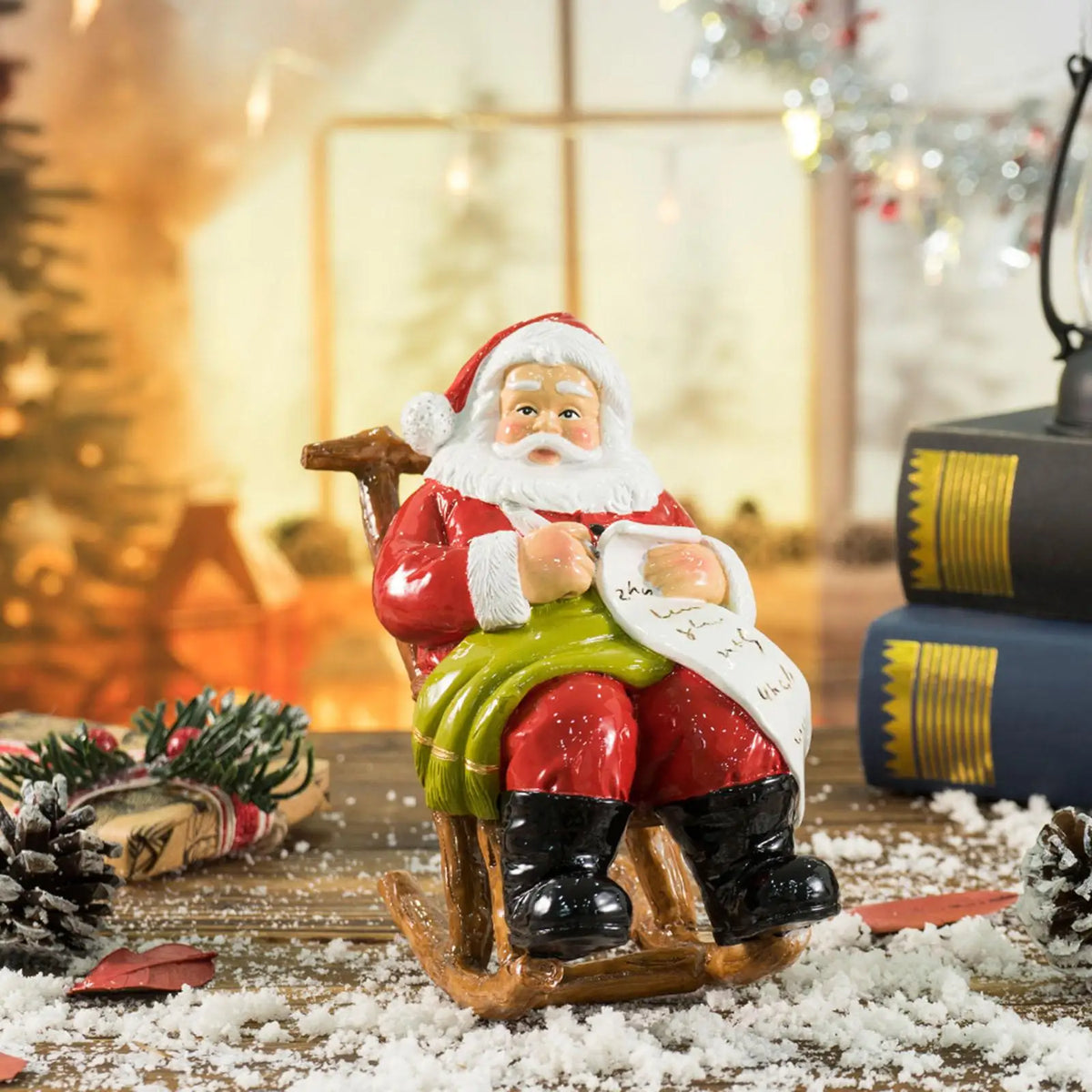 Santa Claus Figurine Crafts Xmas Gift Party Favor Table Decor Resin Statue for Tabletop Table Bedroom Bookshelf Living Room Quake