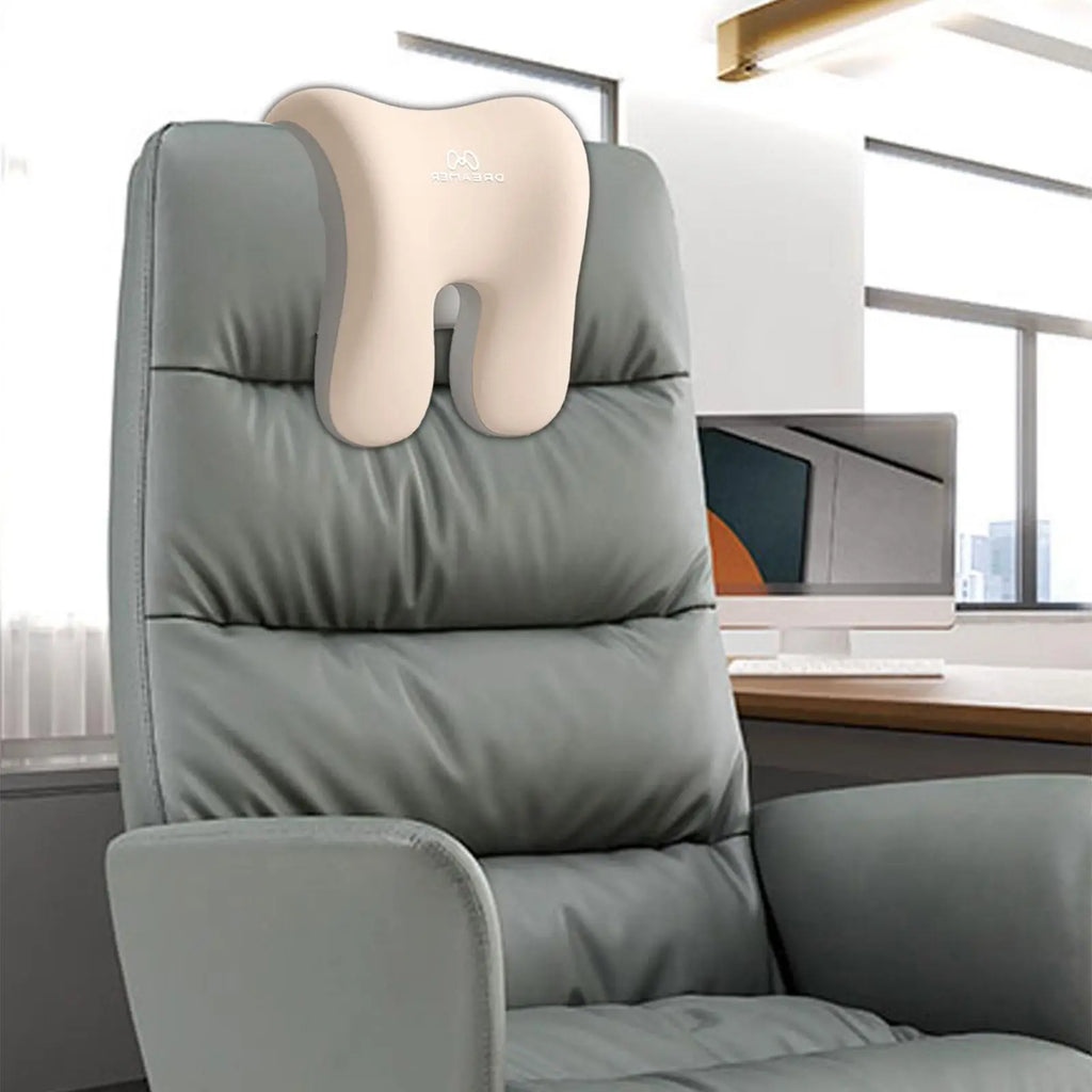 Portable Office Napping Pillow Removable Memory Foam Chair Cushion for Comfortable Power Nap Quake BeigeGray