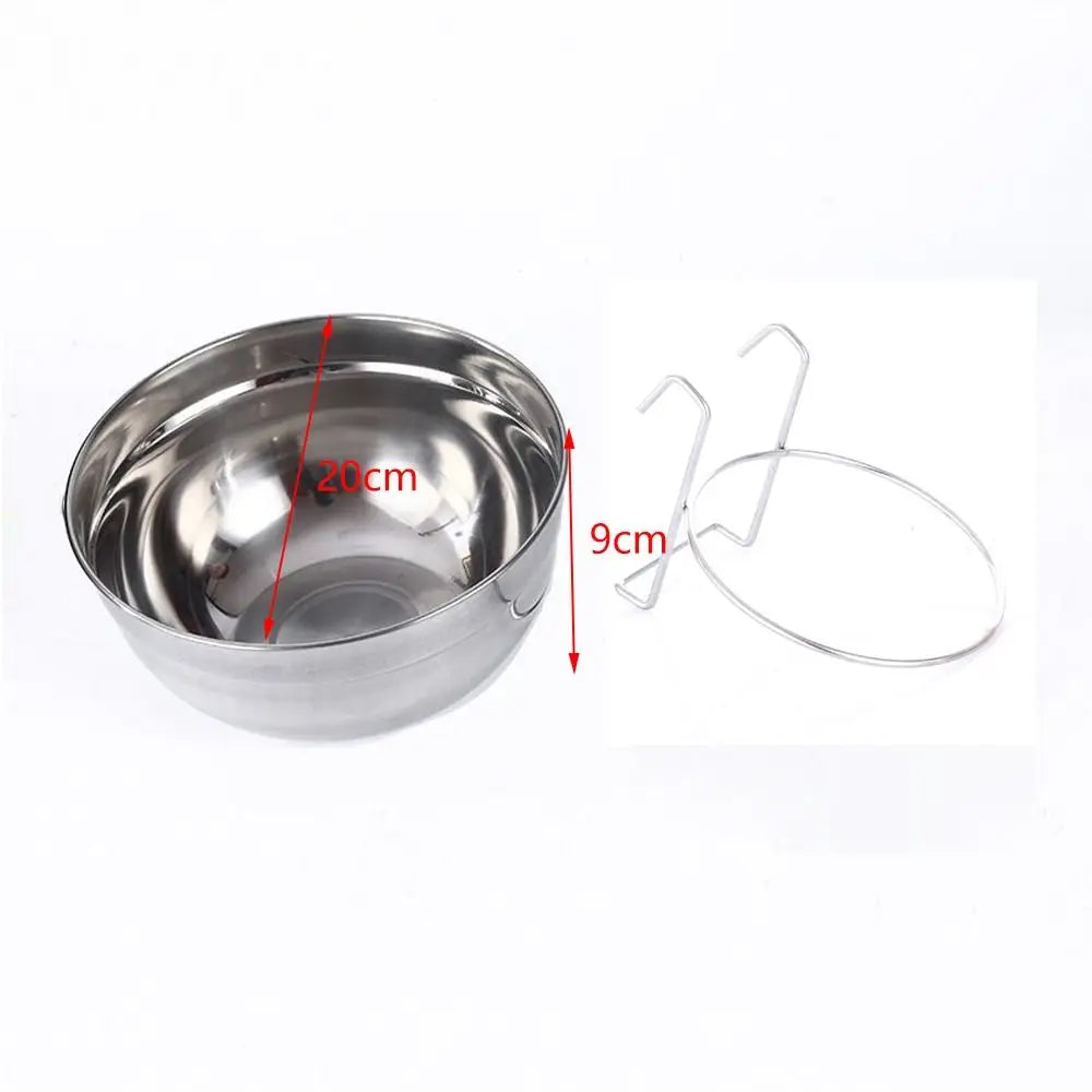 Durable Stainless Steel Hang-on Pet Bowl Big Capacity Stationary Dog Bowl Pet Feeding Tool Travel Quake 20cm