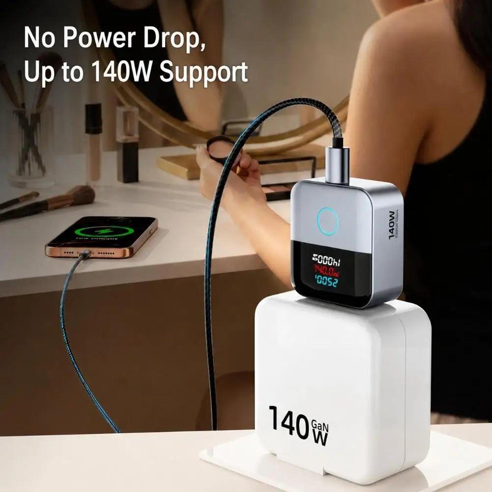 140W USB C Auto Disconnect Charging Adapter Digital Display Current Voltage Monitor Overcharge Protection for Phones Tablets Quake