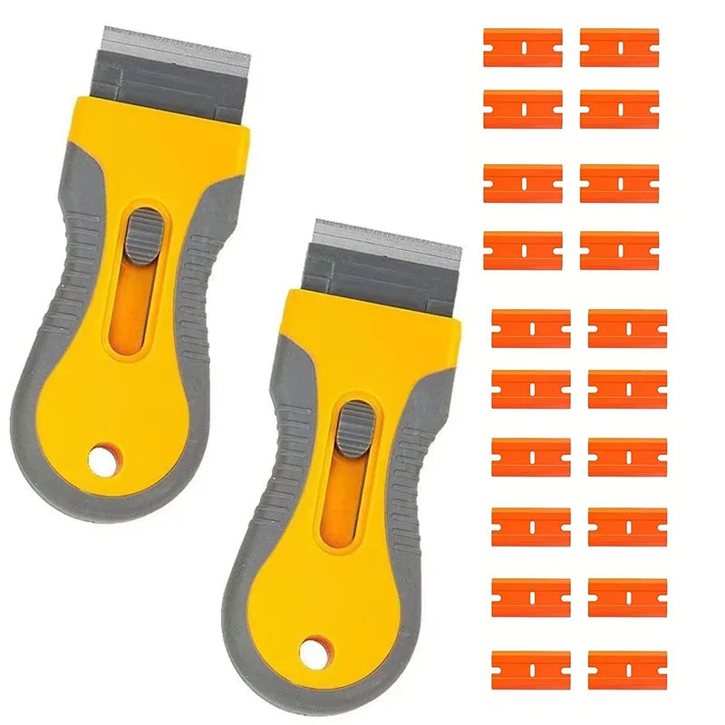 Professional Label Remover Scraper–10/20 blades with telescopic handle. Ideal for removing stickers from any surface efficiently Quake M366 20Plast 2yellow