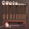 13pcs Makeup Brushes with Storage Bag Soft Fluffy Cosmetic Foundation Powder Eyeshadow Kabuki Blending Beauty Tool Makeup Quake Coffee Brown
