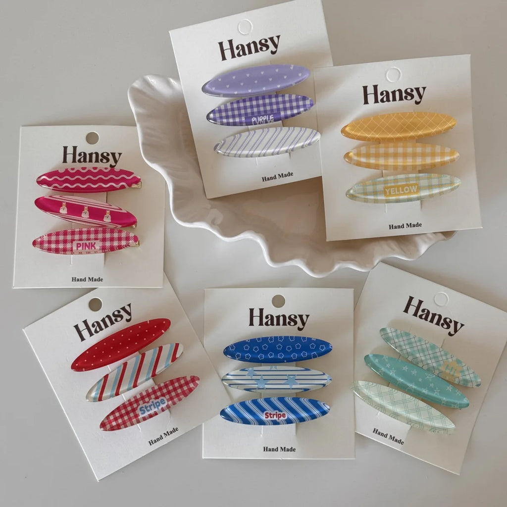 3pcs/bag Dopamine Colorful Jelly Hair Clips Sweet Cute Plaid Floral Patterns Bangs Clips Duckbill Clips Hair Styling Accessories Quake