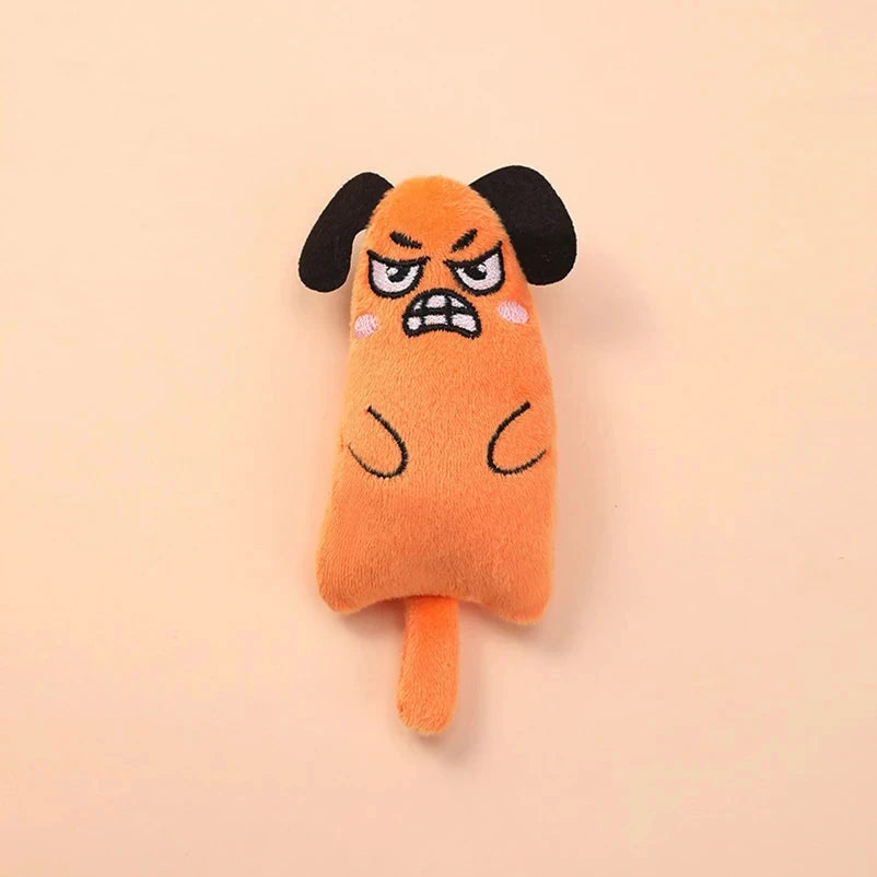 Tail Doll Catnip Pet Toy, Healing Cute Expression, Short Plush Material Soft Touch Cat Toy Quake Yellow