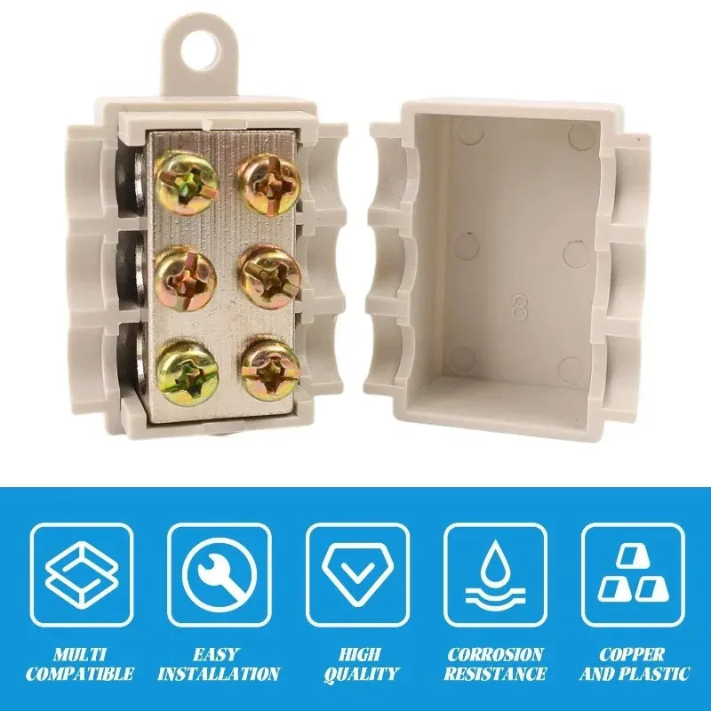 5/1Set T-type Branch Wiring Terminal Quick Wire Connector Block Electrical Cable Junction Box High Power Splitter Wire Connector Quake