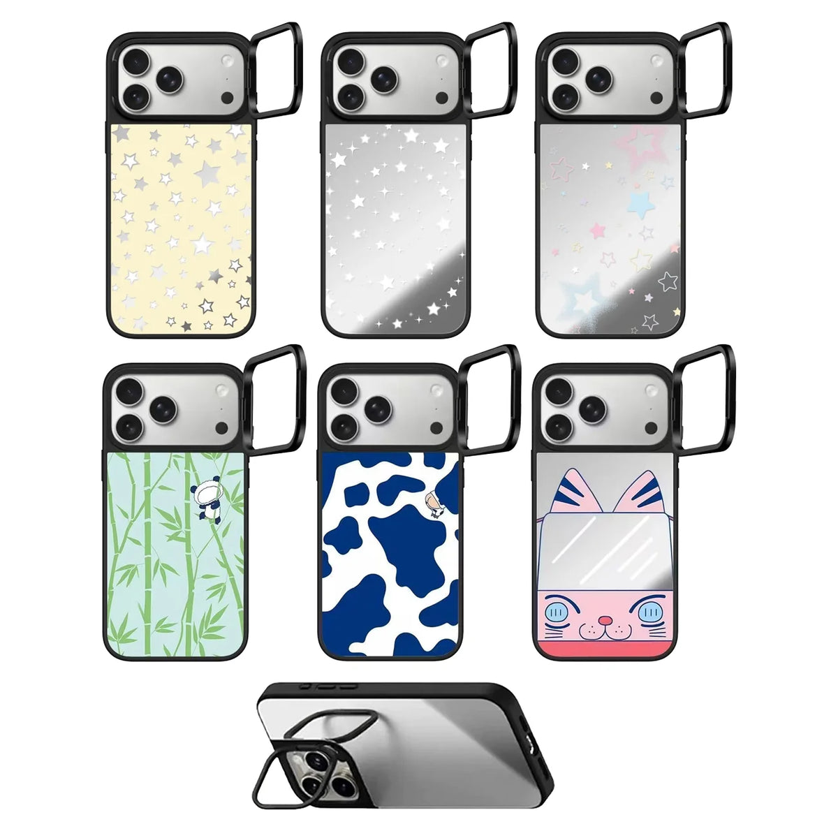 Bamboo Grove Camera Ring Stand Mirror Surface Phone Cover for IPhone 14 15 16 17 18 Pro Max Case for IPhone 18Pro Quake