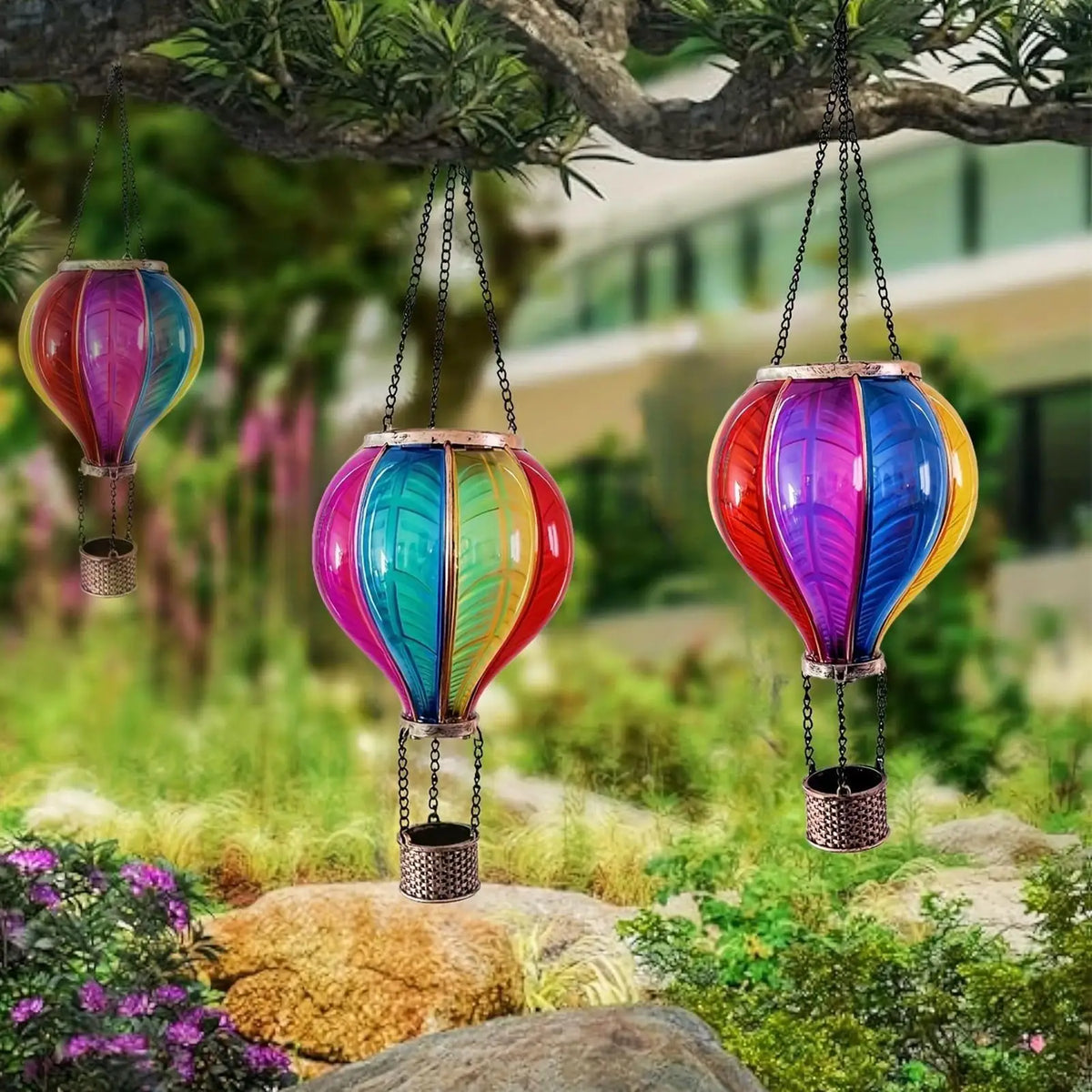 Waterproof Portable Decorative Hot Air Balloon Solar Lantern Lamp for Outside Garden Patio Balcony Pathway Walkway Lawn Porch Quake