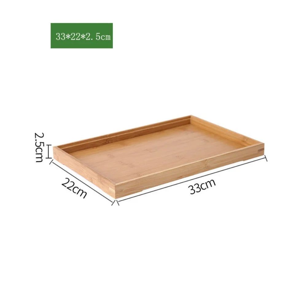 New Rectangular Storage Tray household Solid Wood Tea Tray Bamboo Water Cup Plate Home Living Room Quake 33-22-2.5cm