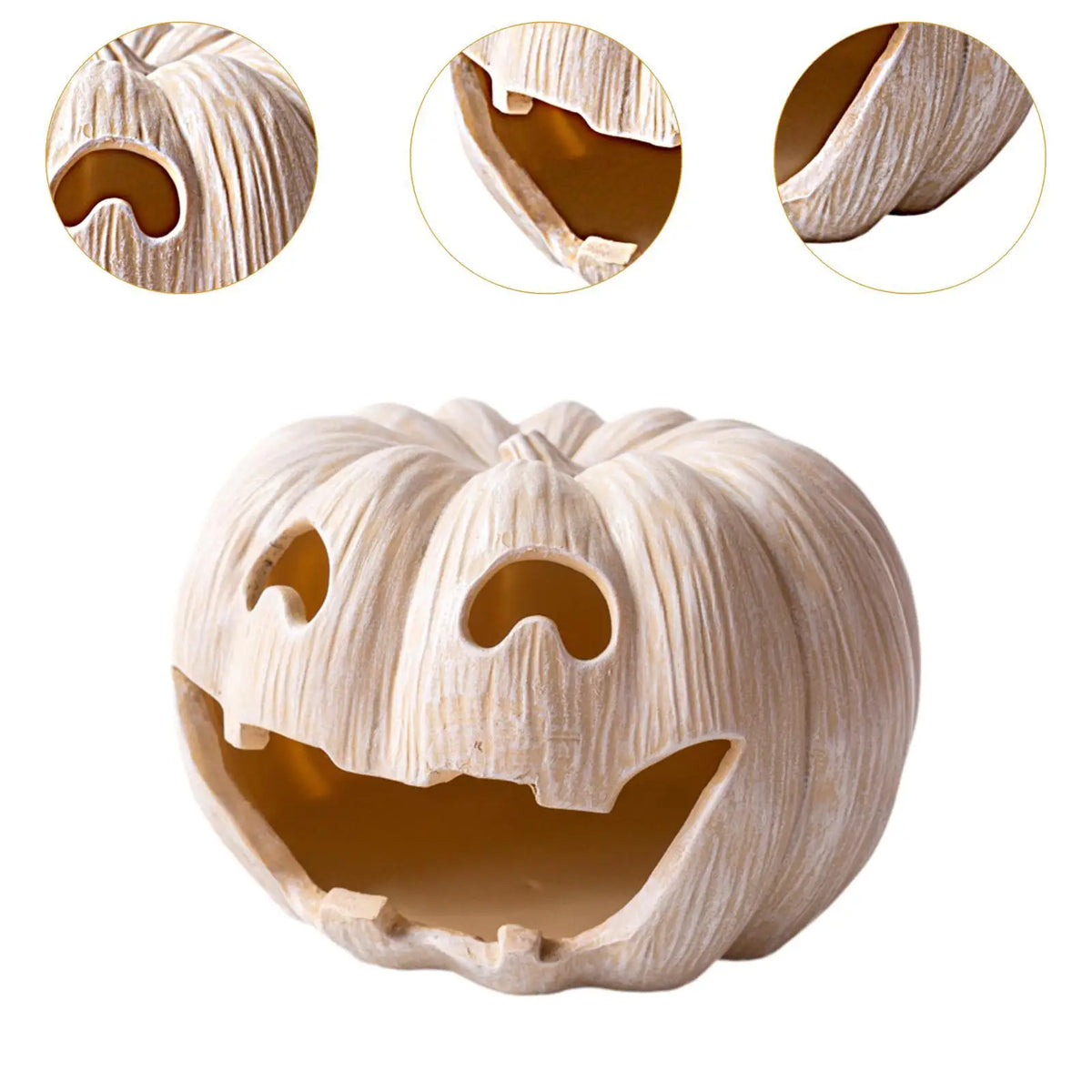 Pumpkin Tealight Candle Holder Lantern Candelabras Desk Halloween Decoration Resin Candlestick for Mantel Farmhouse Fireplace Quake