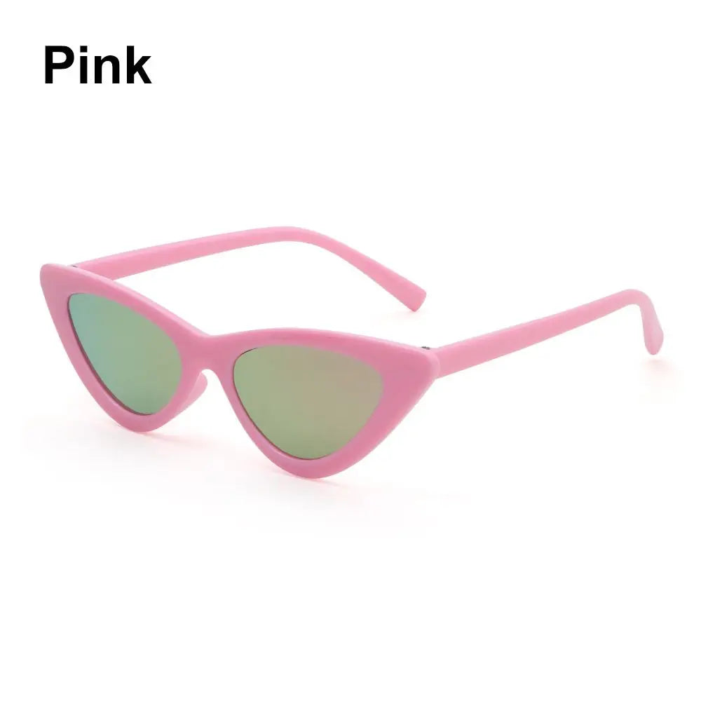 Fashion Candy Color Sunglasses Kids Aged 3-9 Years Trendy Retro Cat Eye Sun Glasses Boys Girls Non-Polarized Shades Party Favor Quake pink