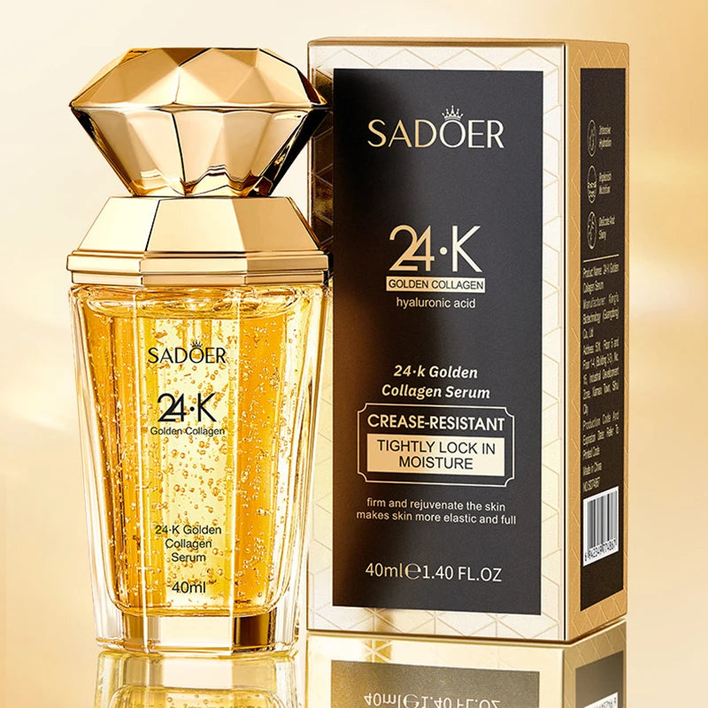 SADOER 24K Golden Collagen Serum for face Moisturizing Anti Wrinkles Hydrating Anti-aging Facial Essence Skin Care Products Quake 1pcs